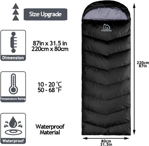 Vista 2 de Versión mejorada de tamaño XL del saco de dormir para acampar 4 estaciones, cálido y fresco, peso más ligero, adultos y niños pueden utilizar bolsa