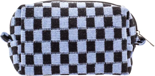 Vista 60 de PAZIMIIK Bolsa de Maquillaje a Cuadros para Bolso Portátil con Cremallera, Estuche Pequeño de Cosméticos para Accesorios de Viaje, Azul Ártico