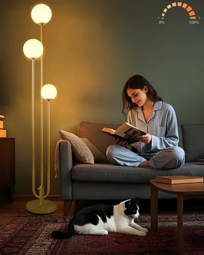 Vista 13 de Lightdot Lámpara de pie rosa de 63 pulgadas, moderna lámpara de pie de globo de mediados de siglo con bombillas LED de 3000 K incluidas