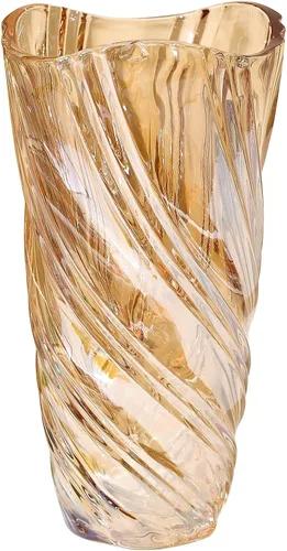Vista 8 de Jarrón de cristal ámbar de 11.6 pulgadas, moderno y elegante jarrón decorativo en espiral para centro de mesa