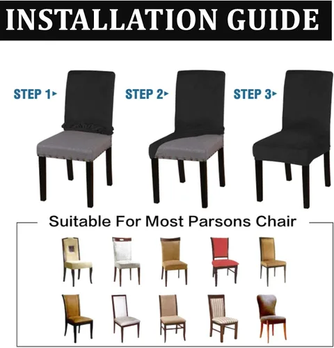 Vista 7 de Fundas elásticas de terciopelo para sillas de comedor, suaves, extraíbles y de comedor, color negro, 2