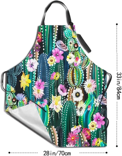 Vista 4 de Delantales para mujeres y hombres, delantal impermeable con 2 bolsillos, para peluquero, chef, cocinar, asar, accesorios de cocina, 28 x 33 pulgadas