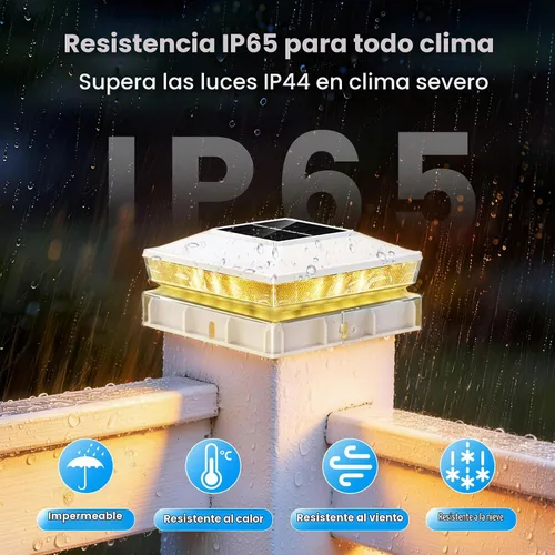 Vista 6 de Paquete de 12 luces solares para postes de madera/vinilo de 4 x 4 Blanco