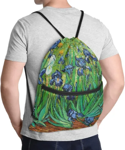 Vista 5 de JooMeryer - Mochila de hombro con cremallera y cordón para adultos, para hombre, para hombre, para gimnasio, yoga, deporte, Iris