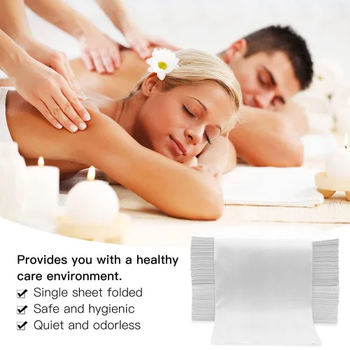 Vista 4 de 100 piezas de sábanas desechables, sábanas desechables para mesa de masaje, fundas de cama desechables para spa, cera de pestañas, sala de tatuajes