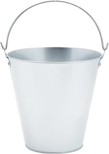 Vista 7 de Juvale Cubo de metal, paquete de 6, 100 onzas, 7 pulgadas de diámetro x 7.2 pulgadas de alto, plateado, cubos galvanizados con asas para tina