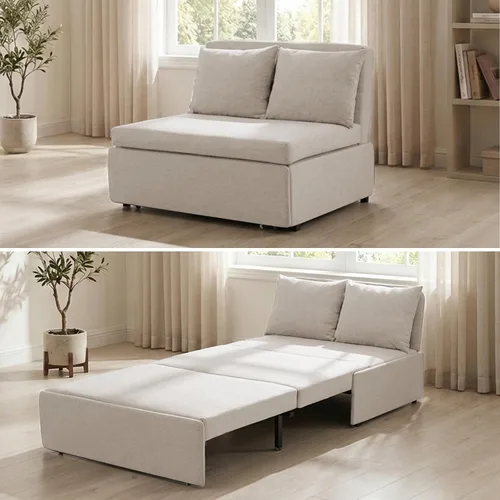 Vista 16 de Mjkone Sofá cama extraíble tamaño individual de 43 pulgadas de ancho con sofá cama extraíble, sofá individual convertible 2 en 1 con almohadas