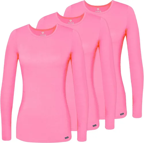 Vista 17 de Adar Underscrubs - Camiseta de manga larga para mujer, paquete de 3 unidades Aguamarina (Aquamarine)