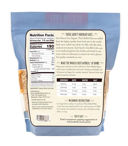 Vista 2 de Bob's Red Mill Avena enrollada gruesa orgánica sin gluten, 32 onzas (paquete de 4)