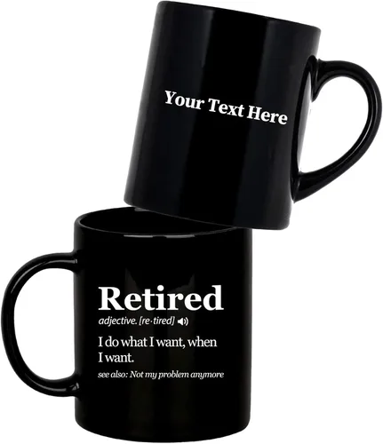 Vista 7 de Panvola Taza con texto en inglés "Retired Definition I Do What I Want When I Want Retirement Mug Not My Problem Anymore Going Away", regalo