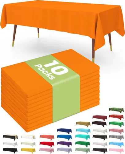 Vista 40 de Pureegg Juego de 10 manteles de plástico desechables, 54 x 108 pulgadas, para fiestas de cumpleaños, picnic, manteles blancos, rectangulares