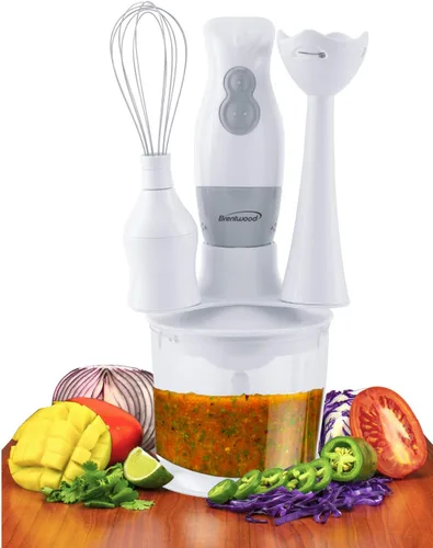 Vista 3 de Batidora de mano de 2 velocidades y procesador de alimentos con batidor de globo (blanco)