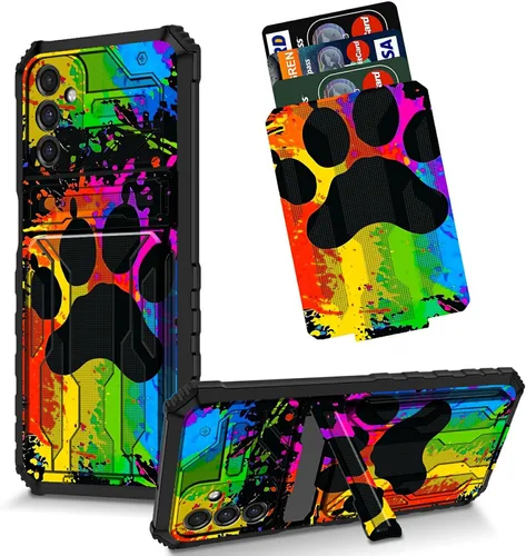 Vista 20 de Funda para Galaxy S21 FE 5G 2022 con soporte, funda de doble capa de policarbonato duro de TPU suave, estampado de vaca, estampado animal