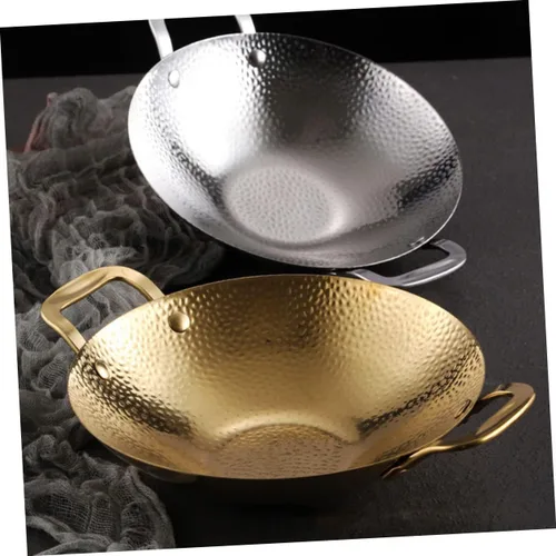 Vista 5 de Olla seca de acero inoxidable con doble asa para el hogar, olla caliente estilo coreano para cocinar y utensilios de cocina portátiles para uso