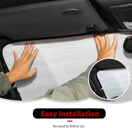 Vista 5 de RT-TCZ Parasol para Parabrisas Protector Solar Escudo Térmico Parasol de Ventana Visera Solar Alfombrilla para Ford F150 2009-2014, Bandera de EE.UU