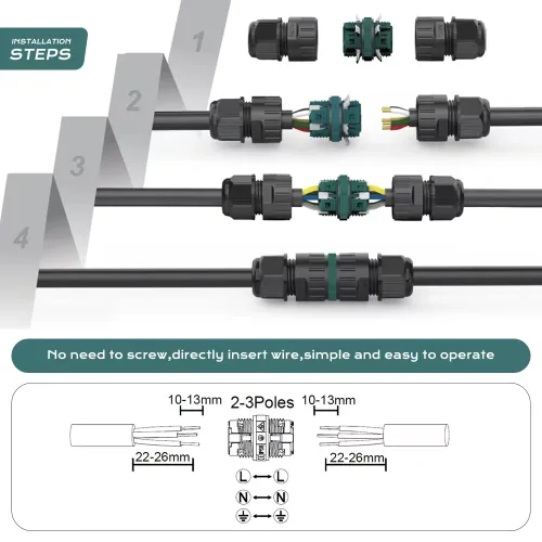 Vista 6 de Caja de conexiones eléctricas IP68 impermeable para exteriores, conector de cable, para reparación y extensión de cables, cable M20 de 2 vías de 2