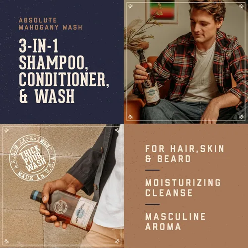 Vista 3 de 18.21 Man Made Gel de baño, champú y acondicionador 3 en 1 para hombres, todo tipo de cabello y piel, fortalece e hidrata en un aroma varonil, 18