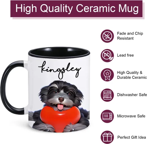 Vista 2 de Taza personalizada para mascotas, taza personalizada con nombre de foto de mascota, taza personalizada para mascotas para dueños de perros, taza