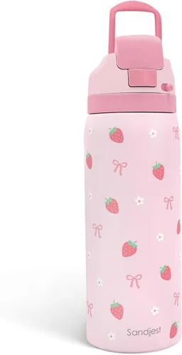 Vista 11 de Botella de agua aislada de acero inoxidable SANDJEST con pajita para deportes y viajes, la mejor tía de siempre, 946ml, regalos para mujeres, día