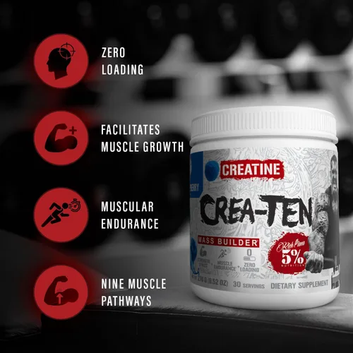 Vista 3 de 5% Nutrition CreaTEN Creatine Complex + Accelerators Creatina en polvo saborizada para ganancia muscular Máxima potencia, fuerza, resistencia