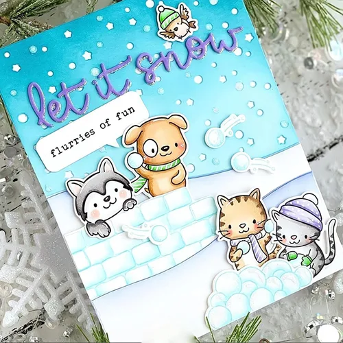 Vista 4 de Juego de sellos y troqueles transparentes de bola de nieve de invierno para hacer tarjetas, plantillas de corte para álbumes de recortes, álbum