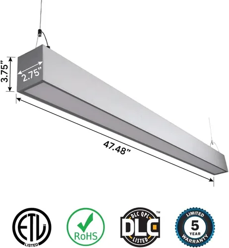 Vista 4 de Euri Lighting EUD4-50W103sw-S, Linkable 4FT DUAL CCT Lineal Up/Down Light, 50W, 6500lm, 3000K/4000K/5000K, 120-277V, Clasificación de humedad, 0-10V