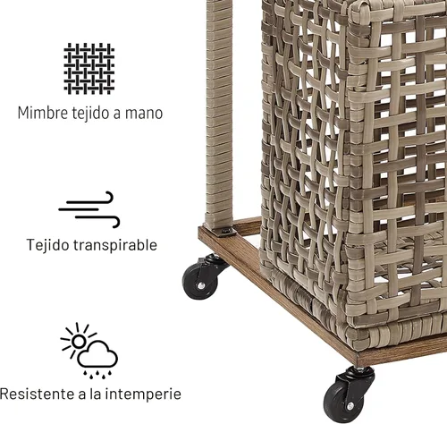Vista 8 de Crosley Furniture Ridley - Organizador de mimbre para exteriores, para flotadores, cojines de muebles de patio, gris desgastado/marrón