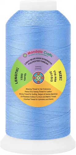 Vista 92 de Mandala Crafts Airforce Blue Tex 70 - Hilo de poliéster para tapicería 1500 Yds T70 UV Resistant Strong Thread for Leather Sewing, Marine