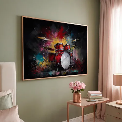 Vista 19 de LuxeWood Arte de Pared Musical en Lienzo - Impresiones Temáticas Musicales Medianas y Grandes para Sala de Estar, Oficina, Estudio, Airbnb