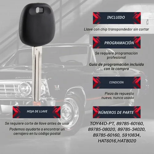 Vista 3 de USARemote Llave de encendido transpondedor sin cortar para Toyota/Scion con chip 4D-67 TOY44D-PT, juego de 2 Tecla T-67 [2]