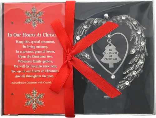 Vista 4 de Adorno recuerdo adorno "In Our Hearts At Christmas", alas de ángeles, pedrería