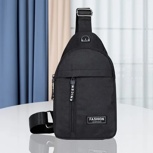 Vista 5 de Pequeña bolsa cruzada negra, bolsa de hombro para hombres y mujeres, bolso bandolera de pecho con una correa de viaje, Negro