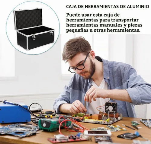 Vista 4 de DOITOOL - Caja de herramientas portátil, estuche de almacenamiento duro con insertos de espuma, asa de transporte antideslizante, caja de piezas