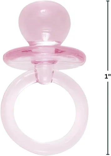 Vista 2 de Chupete de cristal acrílico rosa pequeño, 18 piezas, 1 pulgada, adorables decoraciones de fiesta para baby showers y revelaciones de género