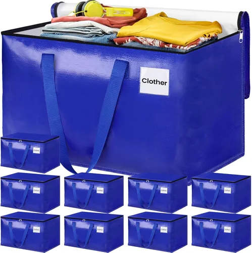 Vista 10 de Bolsas de mudanza extra grandes, bolsas de almacenamiento con asas de estudio y cremalleras resistentes, suministros de mudanza para mudanza