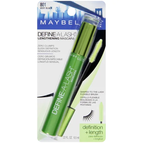 Vista 2 de Maybelline Máscara alargadora, muy negra, Define-A-Lash Fórmula lavable Pestañas de aspecto más largo Paquete de 2