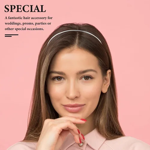 Vista 4 de Alipis Diadema de acero inoxidable de 0.118 in de metal fino para mujeres y niñas, banda de cierre de pelo plateado para bodas, bailes y fiestas