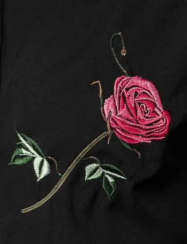 Vista 5 de ZEROYAA Camisas de vestir para hombre con diseño de bordado de hipster de manga larga con botones