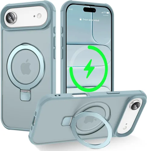 Vista 103 de CHAOFEnG Funda magnética compatible con iPhone 11 con soporte, prueba de caídas de grado militar, compatible con imán, anillo translúcido, parte