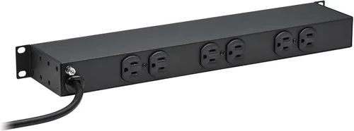 Vista 3 de Tripp Lite Regleta de alimentación PDU para montaje en rack de 12 tomas, enchufes frontales y traseros de grado de red, 15A, 120V, cable de 15 pies
