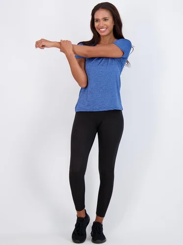 Vista 4 de Paquete de 5unidades camisetas de manga corta para mujer, con cuello en V, tela Dry-Fit que absorbe la humedad, para yoga (disponible en extragrande)