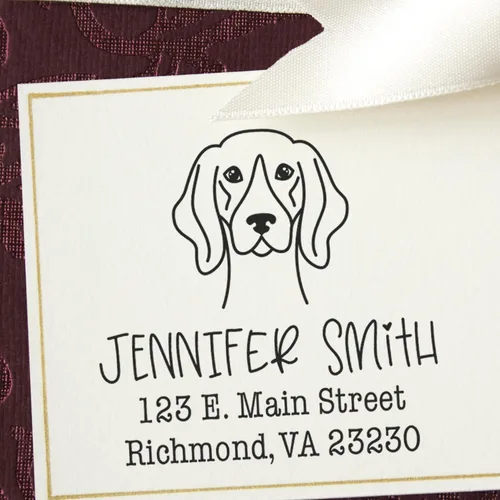 Vista 55 de Sello de dirección personalizado Basset Hound – Sello personalizable con nombre y dirección para sobres, ideal para amantes de los perros