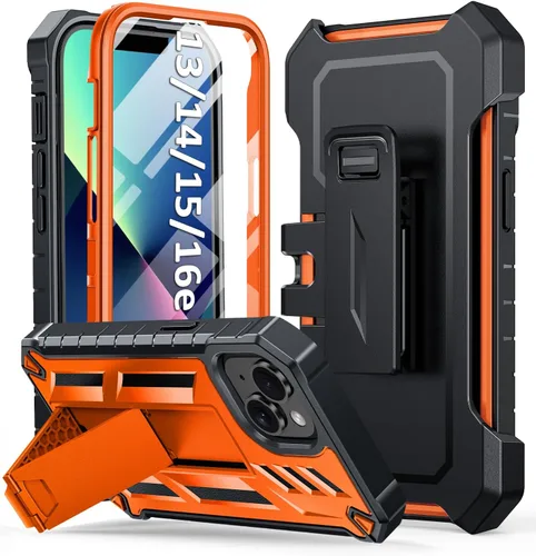 Vista 9 de SOiOS - Funda para iPhone 13, 14 y 15, con protector de pantalla integrado, color negro