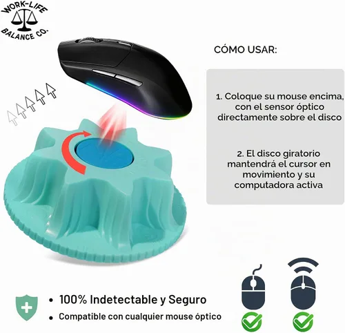 Vista 9 de Sacador mecánico del ratón, sin USB, inalámbrico, silencioso e indetectable Aguamarina