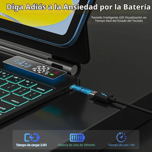 Vista 5 de FUWANG for iPad A16 11th/10th Generation Case with Keyboard, Magic Keyboard with Power Display, Multi-Touch Trackpad Floating Cantilever Stand
