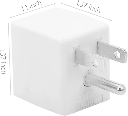 Vista 4 de 90 grados NEMA 5-15P a 5-15R cambiador de dirección en ángulo adaptador blanco