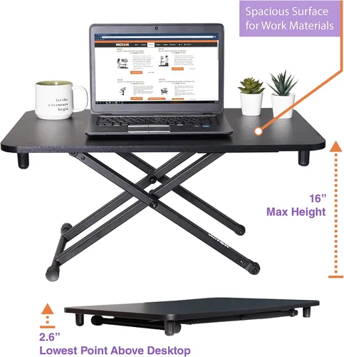 Vista 4 de Victor Escritorio de pie – Soporte ajustable para monitor y convertidor de escritorio de oficina para portátil o pantalla única, estación de trabajo