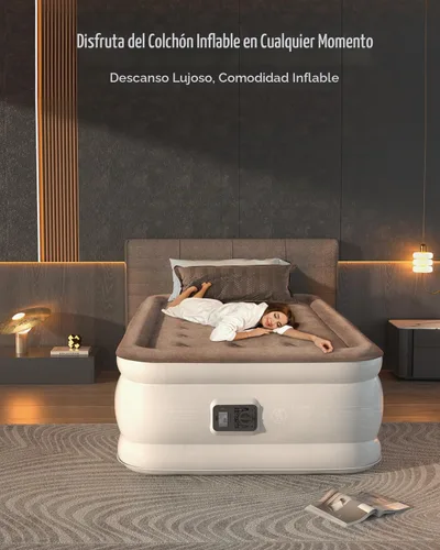 Vista 3 de NatraCalm Colchón de Aire Gemelo con Bomba Incorporada Elevado, Colchón Inflable para Huéspedes Casa Camping, Colchón Inflable Tamaño Gemelo en 2