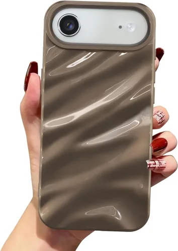 Vista 35 de QLTYPRI Funda compatible con iPhone 11, bonita funda con patrón de ondas de agua para niñas y mujeres, delgada, satinada, brillante, suave, de Beige