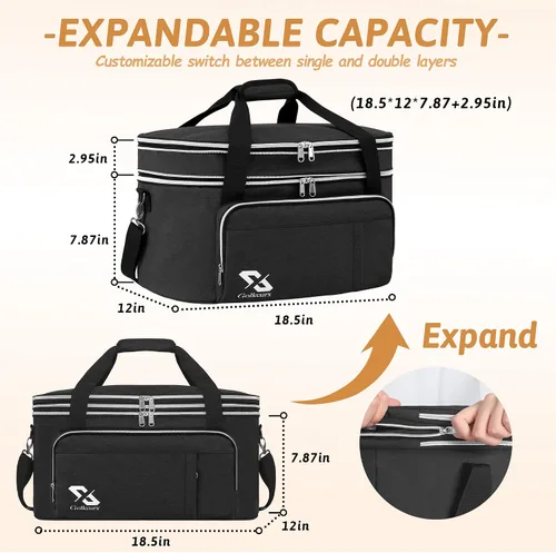Vista 2 de Bolsa para olla de cocción lenta de doble capa Golkcurx para ollas ovaladas CrockPot de 6-8 cuartos y modelos Hamilton Beach, con correa ajustable